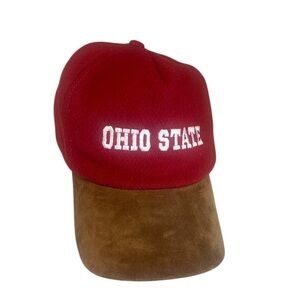 Vintage Broner Fleece Leather Ohio State Adjustable Hat